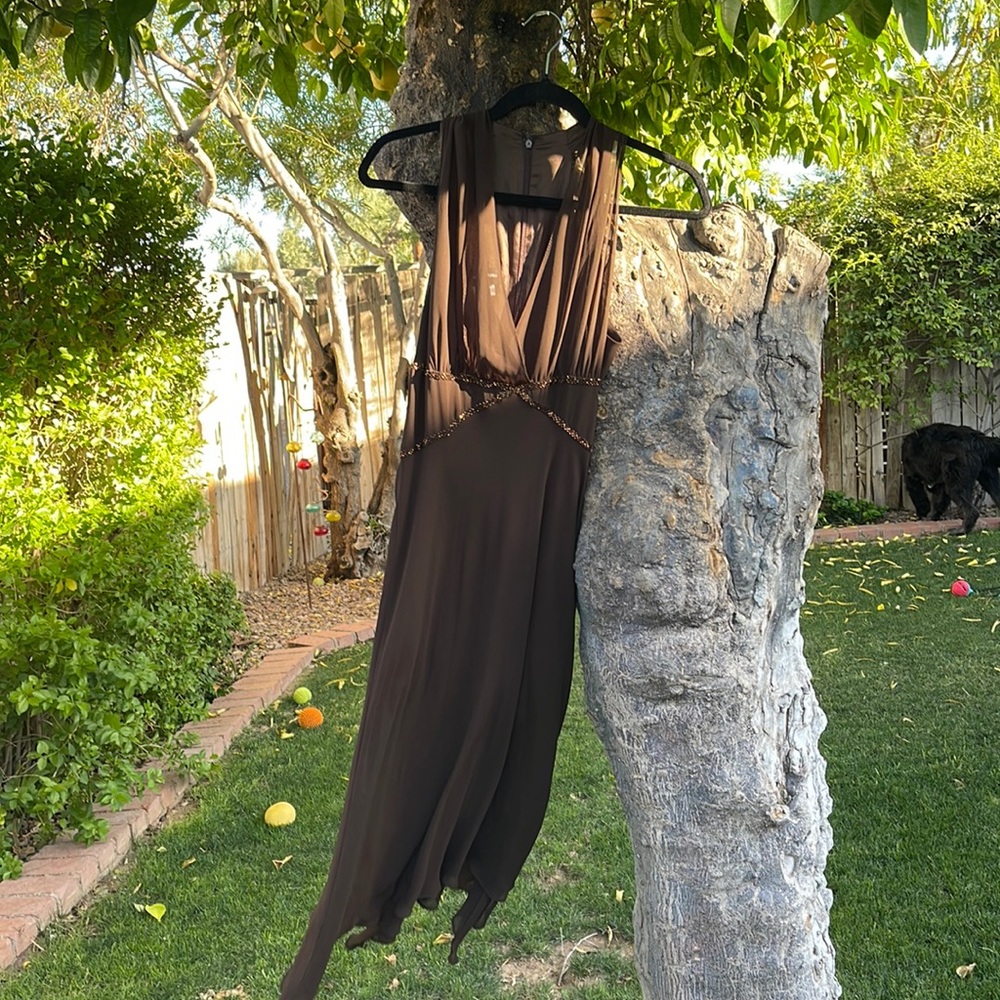 brown donna morgan sequin dress, size 8